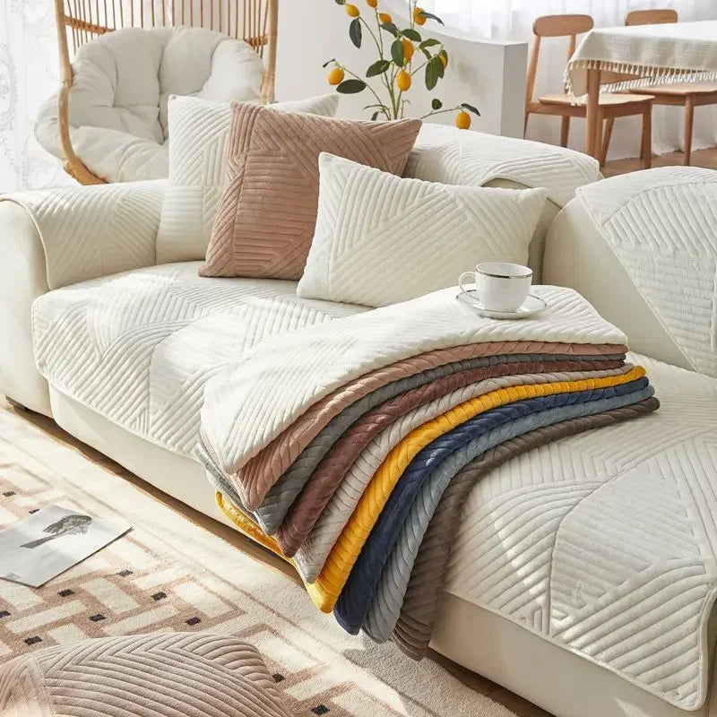 Protège Canapé Épais Chenille Motif Chevron