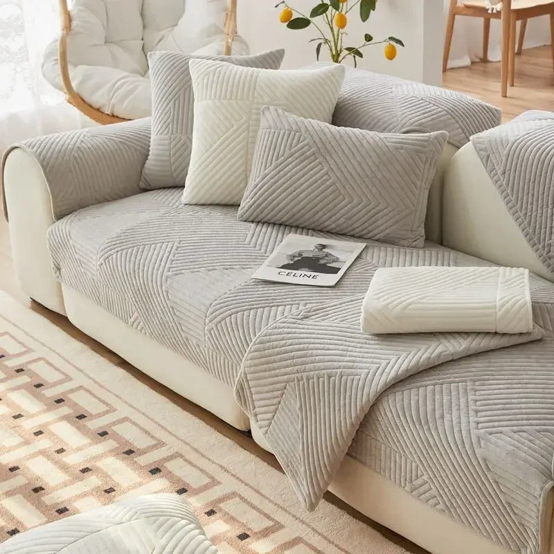 Protège Canapé Épais Chenille Motif Chevron