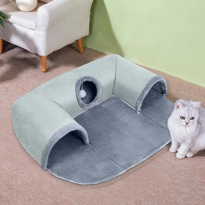 CatTunnel - Lit et Tunnel de Jeu 3-en-1 pour Chat
