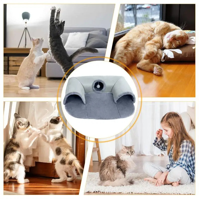 CatTunnel - Lit et Tunnel de Jeu 3-en-1 pour Chat
