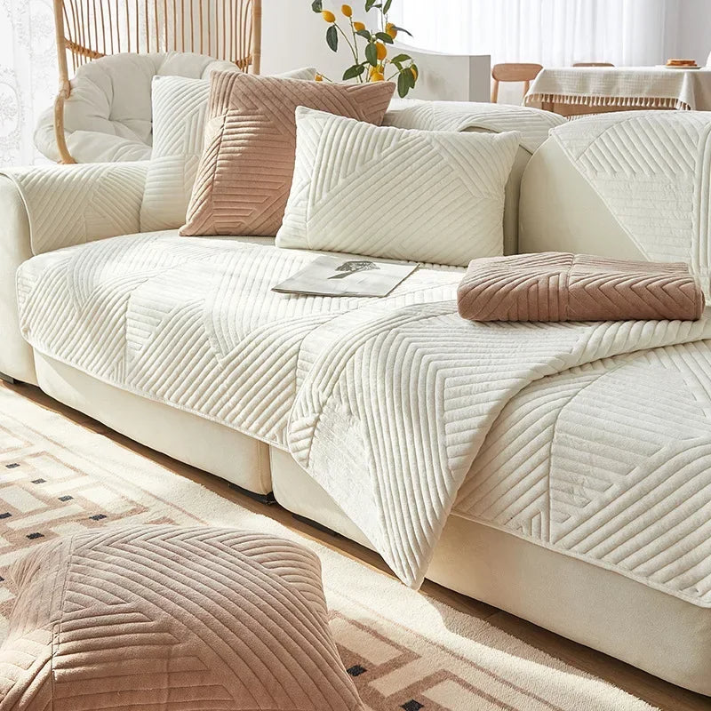 Protège Canapé Épais Chenille Motif Chevron