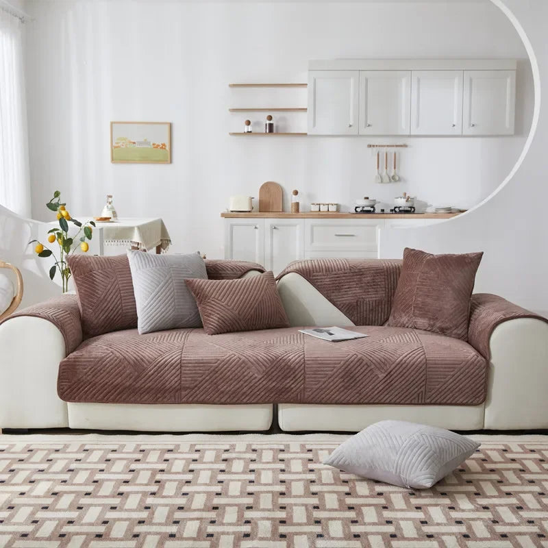 Protège Canapé Épais Chenille Motif Chevron