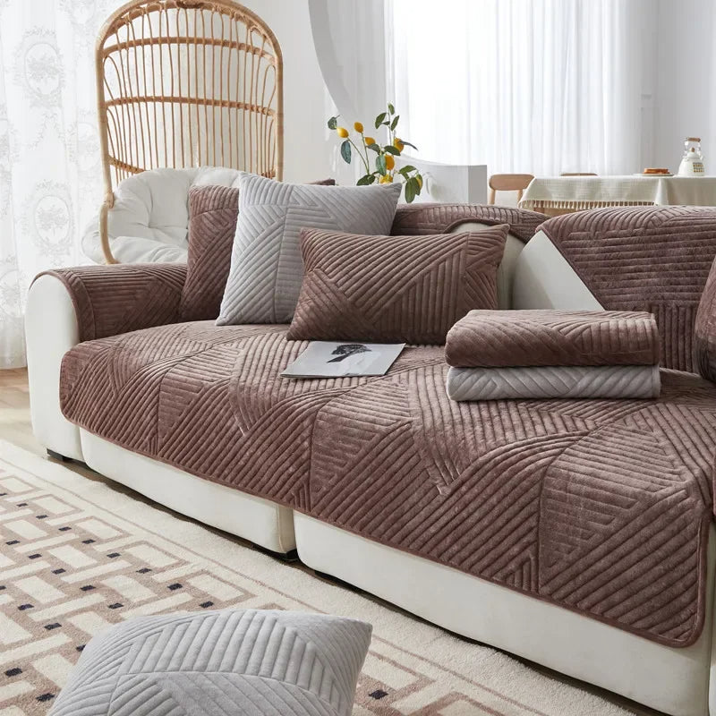 Protège Canapé Épais Chenille Motif Chevron