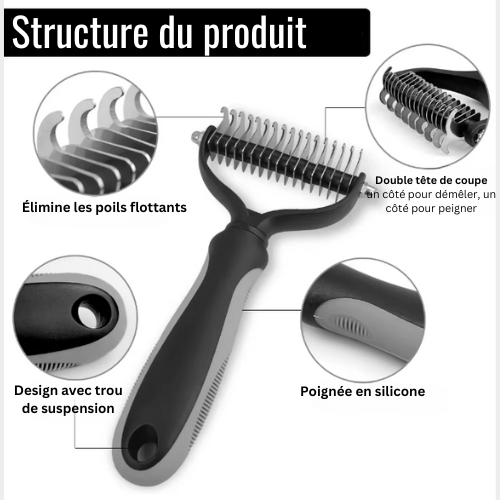 DuoBrush Pro - Brosse Démêlante 2 en 1 pour Chiens et Chats