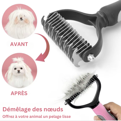 DuoBrush Pro - Brosse Démêlante 2 en 1 pour Chiens et Chats
