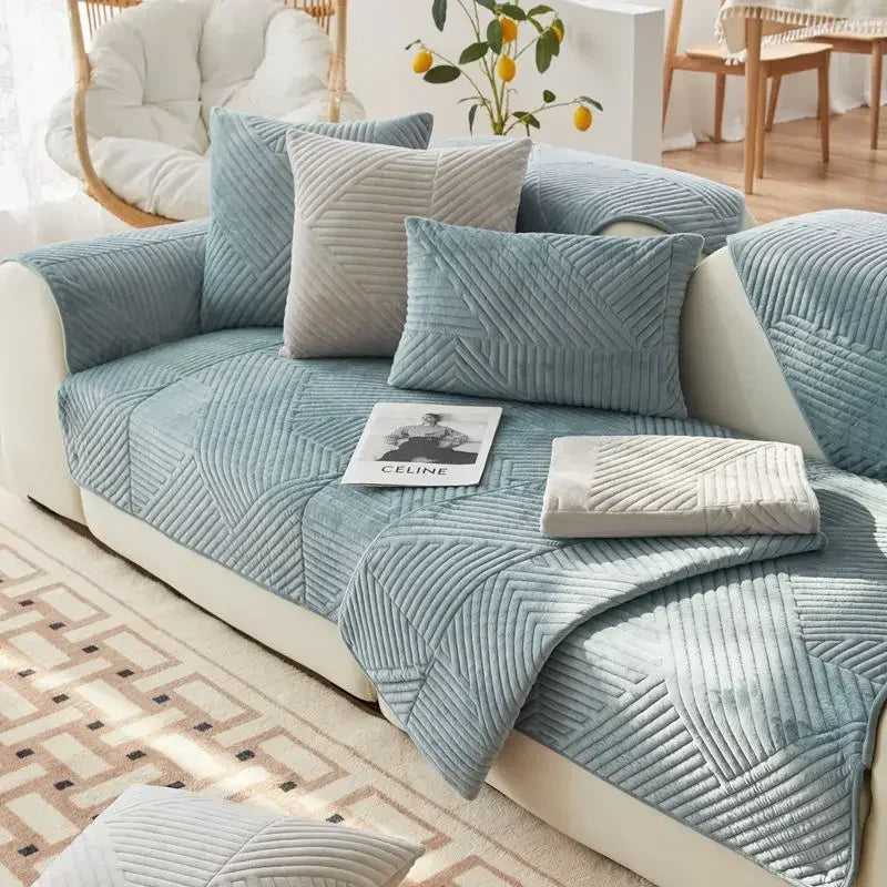 Protège Canapé Épais Chenille Motif Chevron