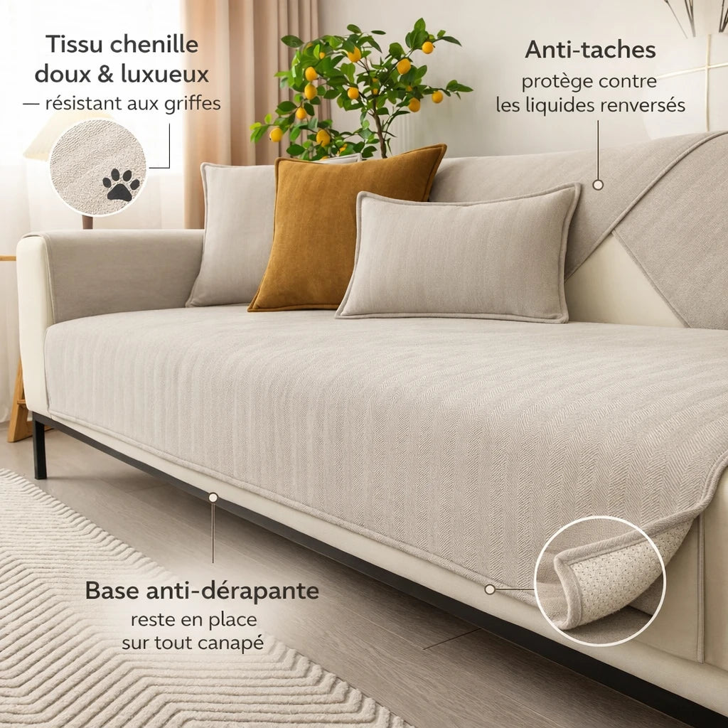 Protège-Canapé Luxueux en Chenille Herringbone