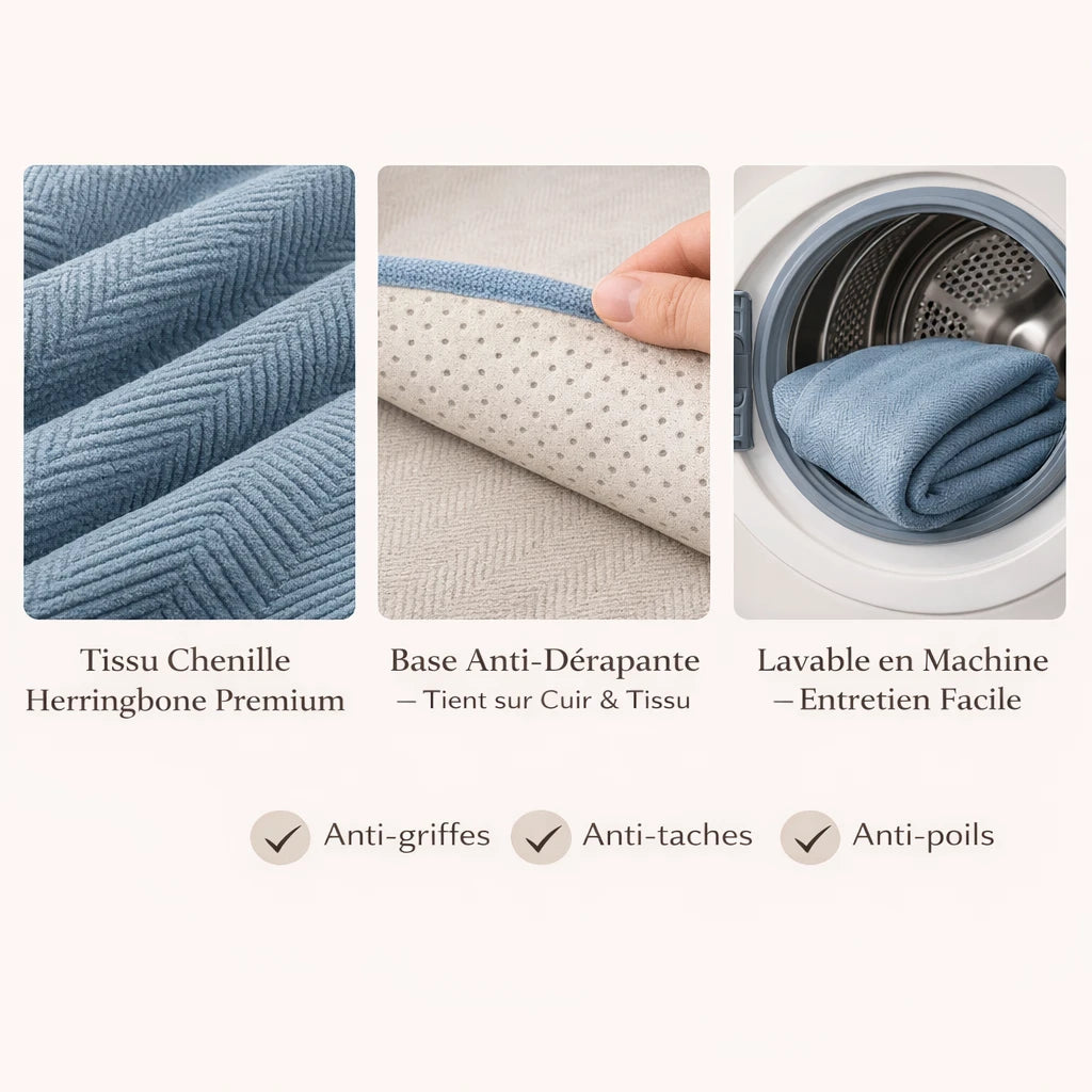 Protège-Canapé Luxueux en Chenille Herringbone