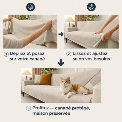 Protège-Canapé Luxueux en Chenille Herringbone