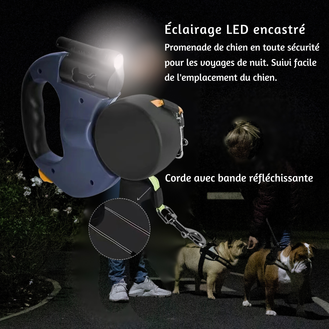 Laisse Rétractable pour Deux Chiens – Contrôle et Sécurité
