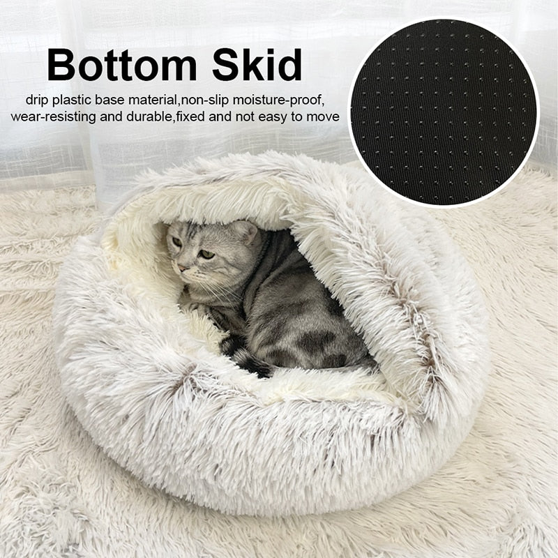 Lit Pour Chat BUERPINKING Rond 40cm - Doudou Gris Clair, Rembourrage épais, Lavable, Fond Antidérapant
